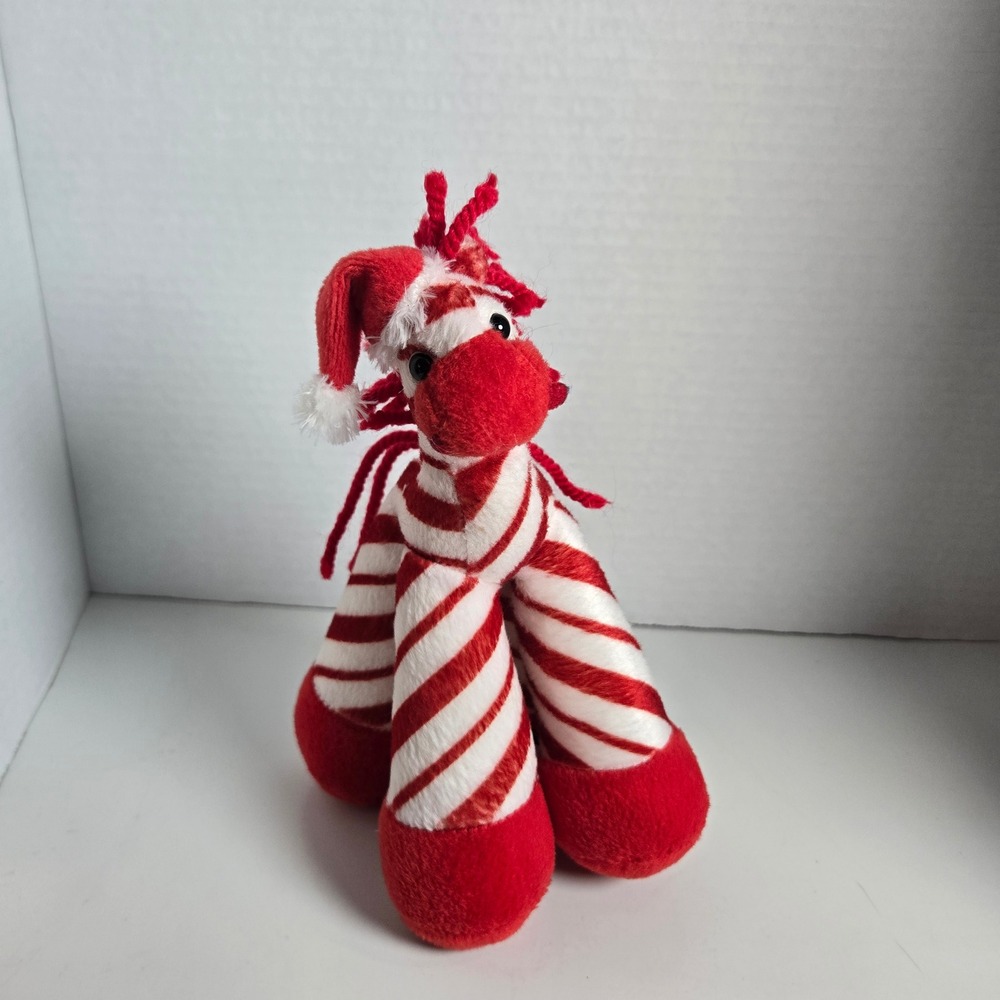 Peppermint Pony Bestever Weighted Plush Funny Feet Candy Cane Zebra Stuffed Toy